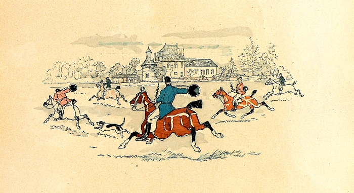 Illustration tirée du Traité de chasse du lièvre dans le Poitou - Louis de La Roulière (1888) -Pairault (Paris) - BnF (Gallica) (1)